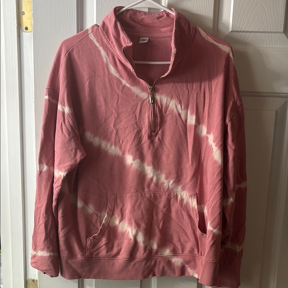 Pink Tie-Dye Quarter-Zip Sweatshirt